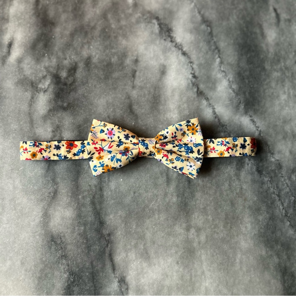 John Henric 100% Linen Floral Kids Bow Tie